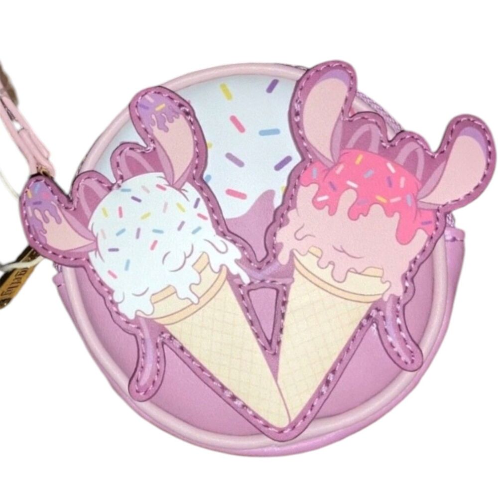 Disney Loungefly Lilo Stitch Angel Ice Cream Cone Coin Purse Wristlet New